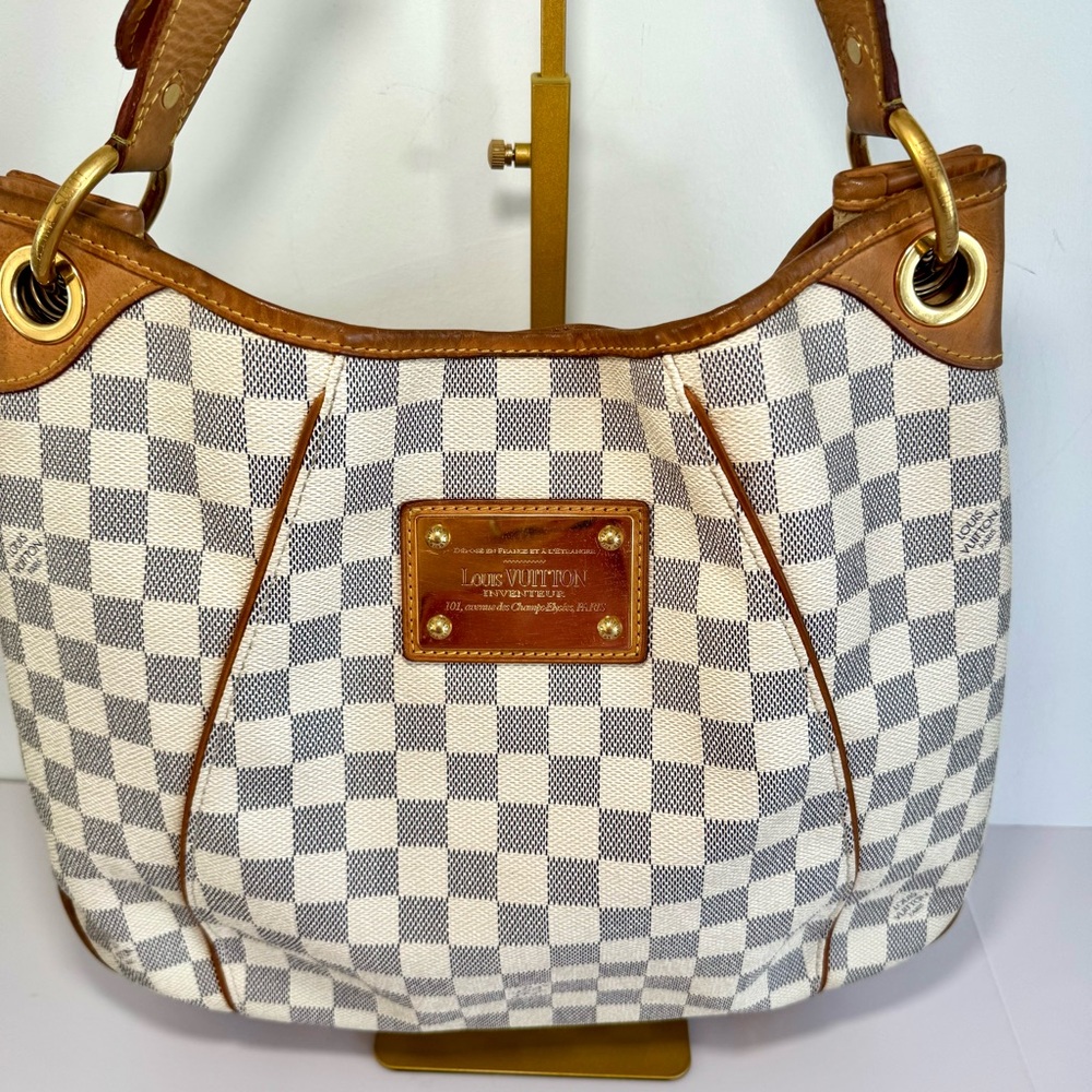 Louis Vuitton Galliera PM Shoulder Bag In Damier Azur Logo Print W Gold Hardware - Picture 4 of 16